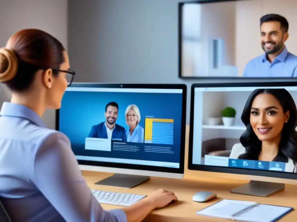 Teletrabajadores en acción: diversidad laboral desde casa Diversidad en teletrabajo: personas de diferentes edades y orígenes trabajan desde casa en espacios modernos y acogedores