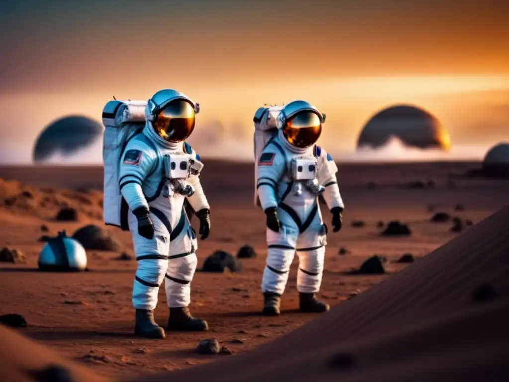 Un equipo de astronautas realiza un estudio ambiental en un planeta distante, cumpliendo regulaciones ambientales en exploración espacial