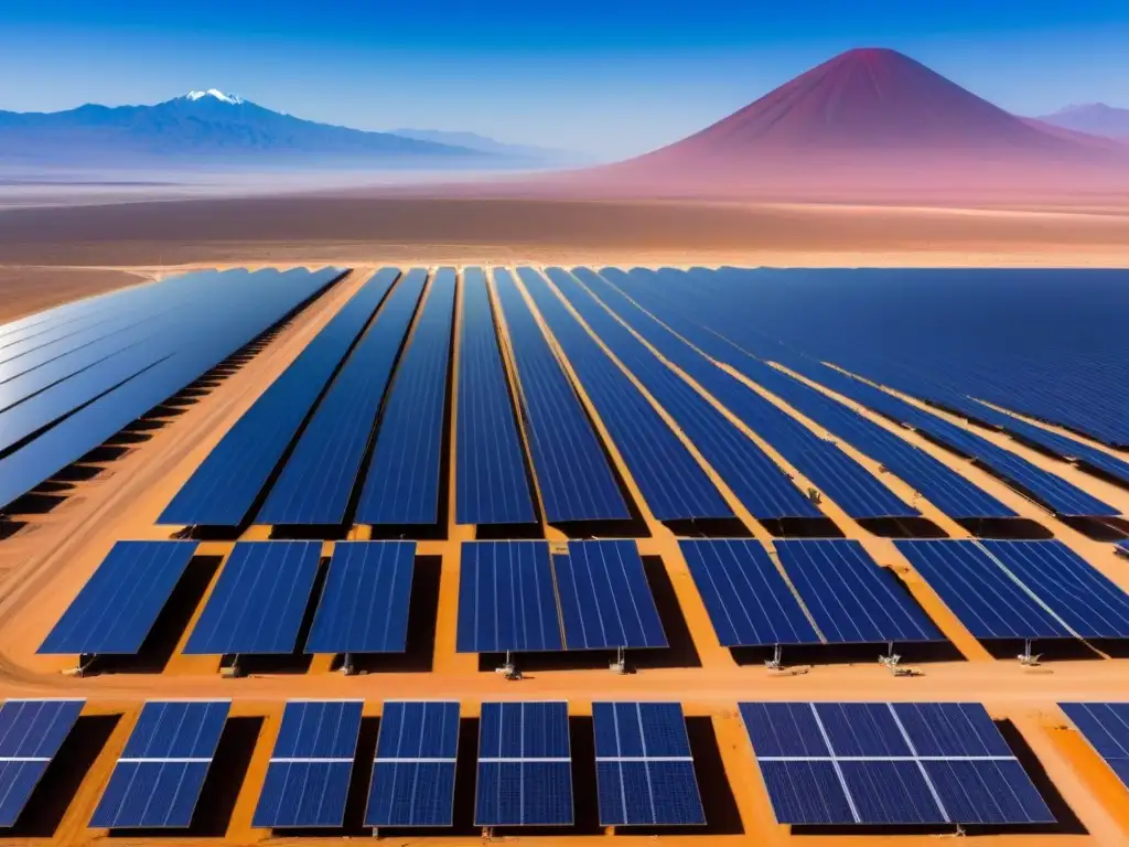 Solar farm en el Desierto de Atacama: tecnología limpia entre la naturaleza Equipo de ingenieros inspecciona granja solar en desierto de Atacama, simbolizando integración tecnologías limpias Cono Sur
