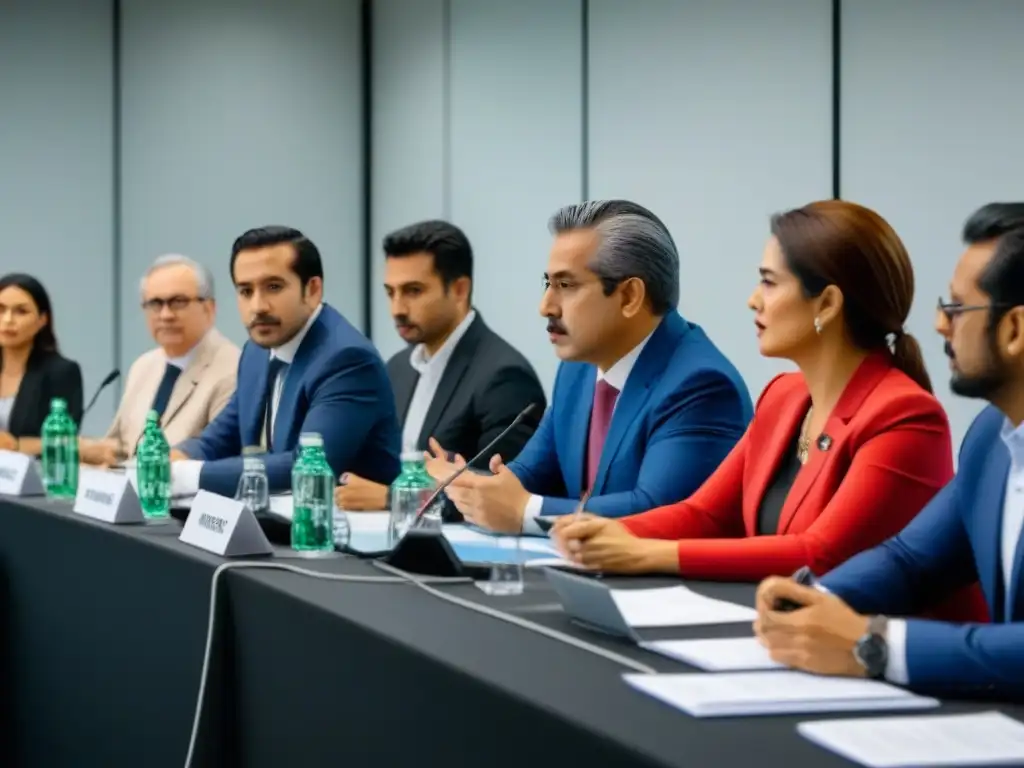 Debate sobre financiamiento político en México: expertos en acción Expertos debaten regulaciones financiamiento campañas México en sala de conferencias