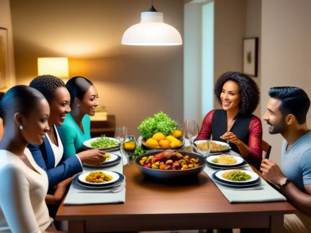 Familia multicultural unida por el amor y la diversidad Una familia multicultural disfruta de una cálida comida juntos, representando la belleza de la adopción internacional y derecho matrimonial