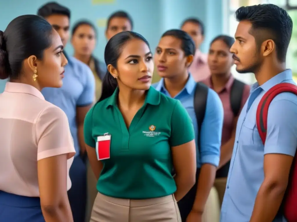 Debate educativo: estudiantes de Centroamérica promoviendo el cambio Grupo diverso de estudiantes de Centroamérica debatiendo en aula moderna