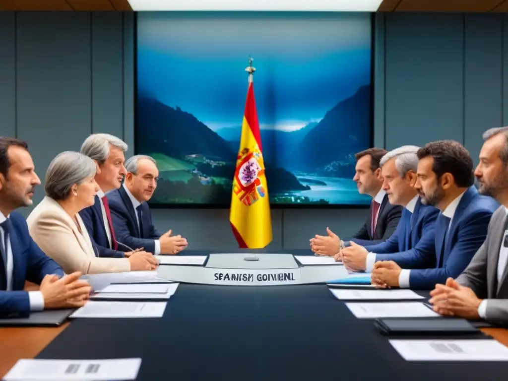 Reunión de funcionarios de la UE y España debatiendo políticas agrícolas Importante reunión de funcionarios de la Unión Europea y España discutiendo políticas agrícolas, con influencia normativa agrícola UE España