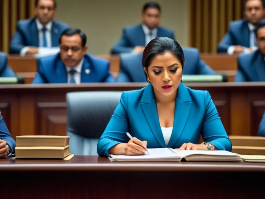 Intensa reunión de diputados nicaragüenses en la Asamblea Nacional, revisando legislación protección datos Nicaragua