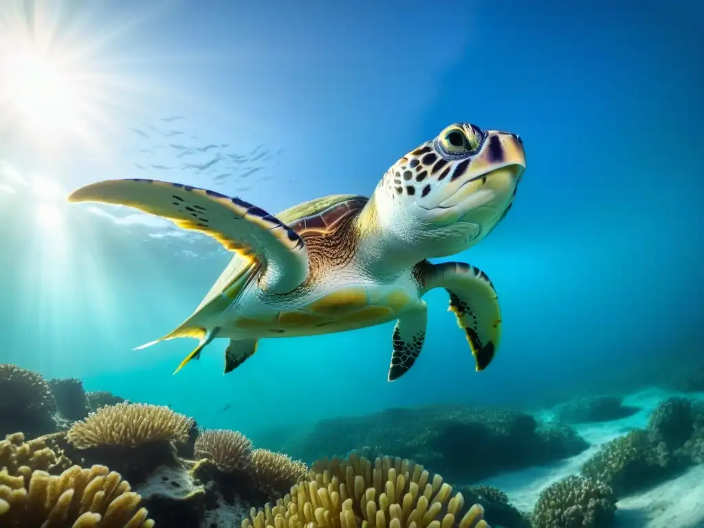 Biodiversidad marina en Centroamérica: escena submarina vibrante Maravilloso ecosistema marino en Centroamérica con coral, peces tropicales y tortuga bajo la Ley de pesca sostenible Centroamérica