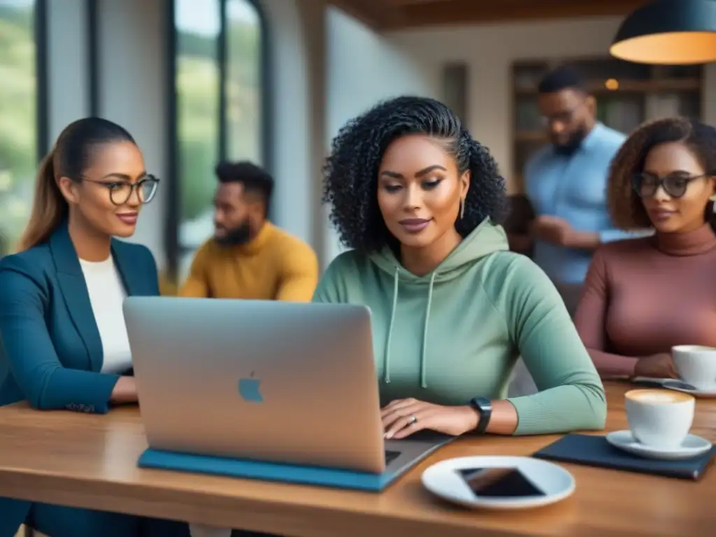 Trabajadores remotos en diversos escenarios laborales, fusionando vida y trabajo