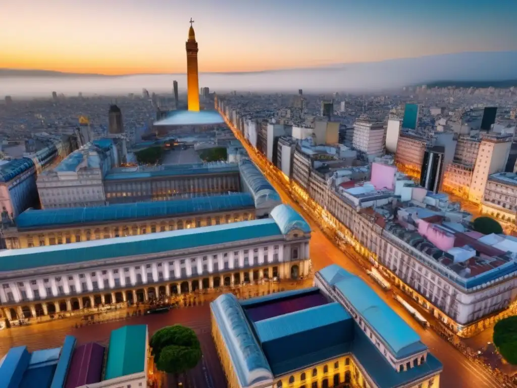 Vibrante Buenos Aires: arquitectura histórica y moderna Vista aérea de Buenos Aires con arquitectura histórica y rascacielos modernos
