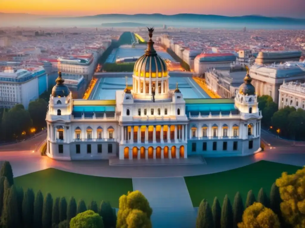 Arquitectura legislativa: Parlamento de España en Madrid Vista aérea del Parlamento español en Madrid, simbolizando la Regulación de la IA en España